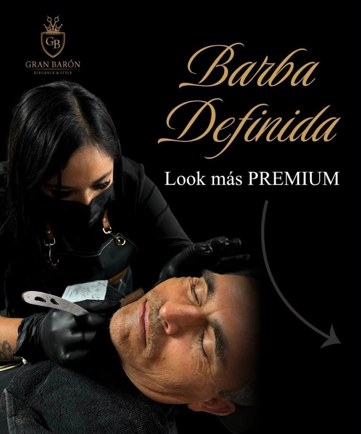 Barbero de Gran Barón trabajando un corte de caballero